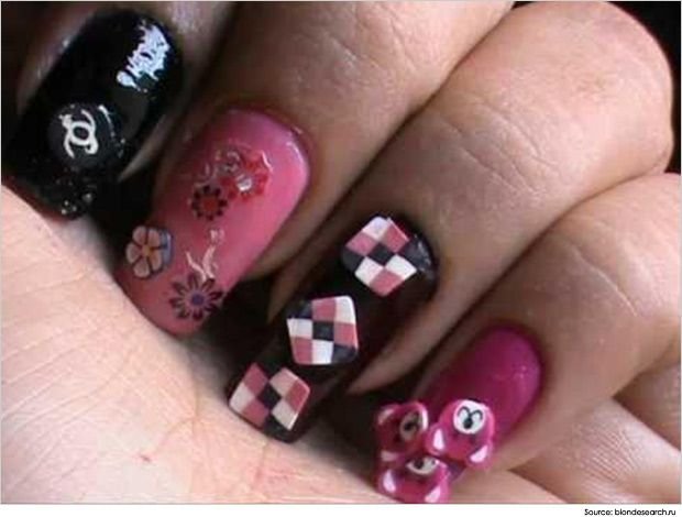 Fun-Fimo-Nail-Art-Blacks-and-pinks